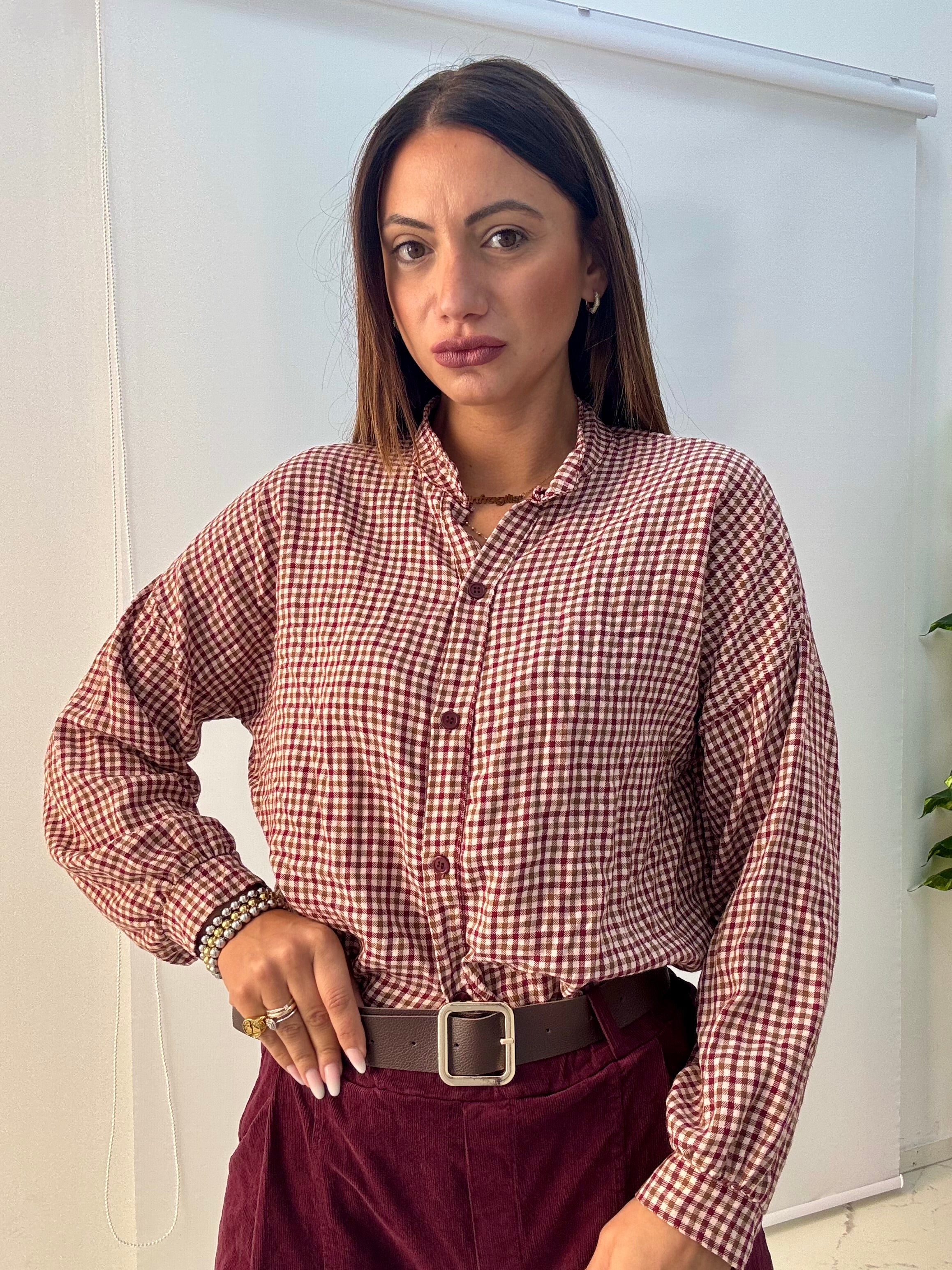 Camicia Quadri Bordeaux